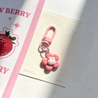 Gantungan Kunci Kelinci Wortel Resin Bunga Lucu Kreatif Gaya Girly Manis Liontin Ransel Hadiah Sahabat Terbaik Aksesori Gantung Pink