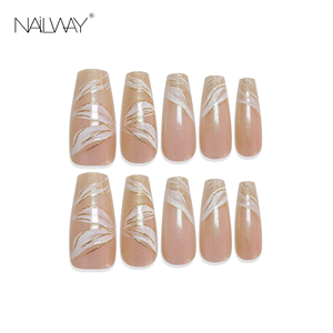 נייוויי ארון ארוך בינוני מסמרים אקרילי מסמר שקר טיפים דבק לשימוש חוזר על הציפורניים עבור נשים מניקור קישוט - Product Image 6