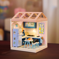 KNOWME IIECRATE W-2511 Kit de maison de poupée miniature à monter soi-même, puzzle 3D, jouet éducatif, modèle en bois et plastique, style maison de petit chef