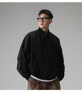 Chaqueta Americana con Cierre de Cremallera <span class=keywords><strong>para</strong></span> <span class=keywords><strong>Hombre</strong></span>, Estilo Holgado con Mangas Murciélago, Chaqueta Corta de Primavera/Otoño, Logotipo Personalizado Disponible - Product Image 3