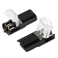 Connecteur double fil à verrouillage rapide, sans soudure, sans dénudage, type perforant, noir transparent, pour alimentation LED, PoE, TCP/IP, réutilisable