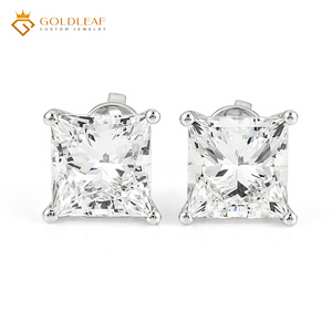 Goldleafgem <b>Fine</b> 1.5CT VVS2 18K White Gold Princess Cut Lab Grown Diamond <b>Stud</b> <b>Earrings</b> Claw Setting <b>Earring</b> Jewelry IGI Report - Product Image 1