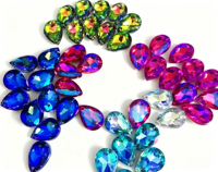 Strass en verre à dos pointu en forme de goutte, pierres de cristal multicolores à coudre pour justaucorps, costumes de danse, robes, vêtements et décoration DIY