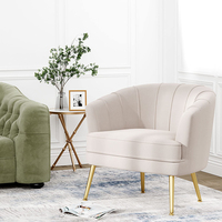 Fauteuil de luxe pour salon et chambre à coucher, canapé simple avec pieds dorés, fauteuil d'appoint en velours
