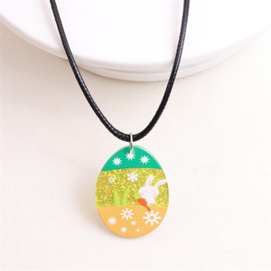 Collane con Ciondolo a Forma di Uovo e Coniglietto Colorati per Decorazioni Pasquali, Regalo per Feste di Pasqua, Collana Pasquale in Acrilico Colorato - Product Image 4