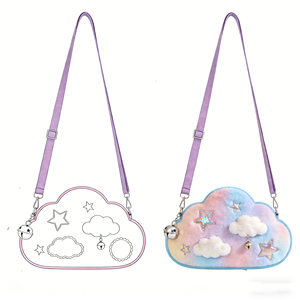 กระเป๋าเป้สะพายหลังลายสายรุ้งแบบกำหนดเอง พร้อมปีกนางฟ้า เมฆ และจี้รูปดาว ดีไซน์<span class=keywords><strong>การ์ตูน</strong></span>แปลงร่างเป็นกระเป๋าตุ๊กตา - Product Image 6