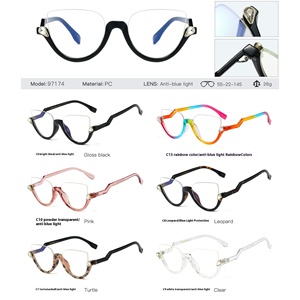 97174 European American Retro Optical Mirror Flat <strong>Glasses</strong> Solid Half Frame TR90 Material <strong>Korean</strong> Style Anti-Blue Diamond Face - Product Image 4