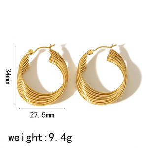 Aros de Oreja en Forma de U, Chapados en Oro de 18k, Acero Inoxidable, Joyería Geométrica para Mujer, para Fiestas - Product Image 4