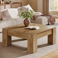 Table basse carrée Tribesigns de 100 cm, pieds en bois robustes, brun clair, meubles de salon, table d'appoint pour balcon, bureau
