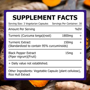Cápsulas de Cúrcuma y Curcumina de Marca Privada con Extracto de Cúrcuma, Apoya la Función Cognitiva, Apoya la Salud de las Articulaciones - Product Image 2