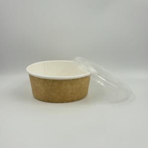 Contenedor de Alimentos Redondo Desechable de Papel Kraft Bicolor Personalizado de Fábrica, Tazones de Ensalada Desechables para Llevar con Tapa - Product Image 4