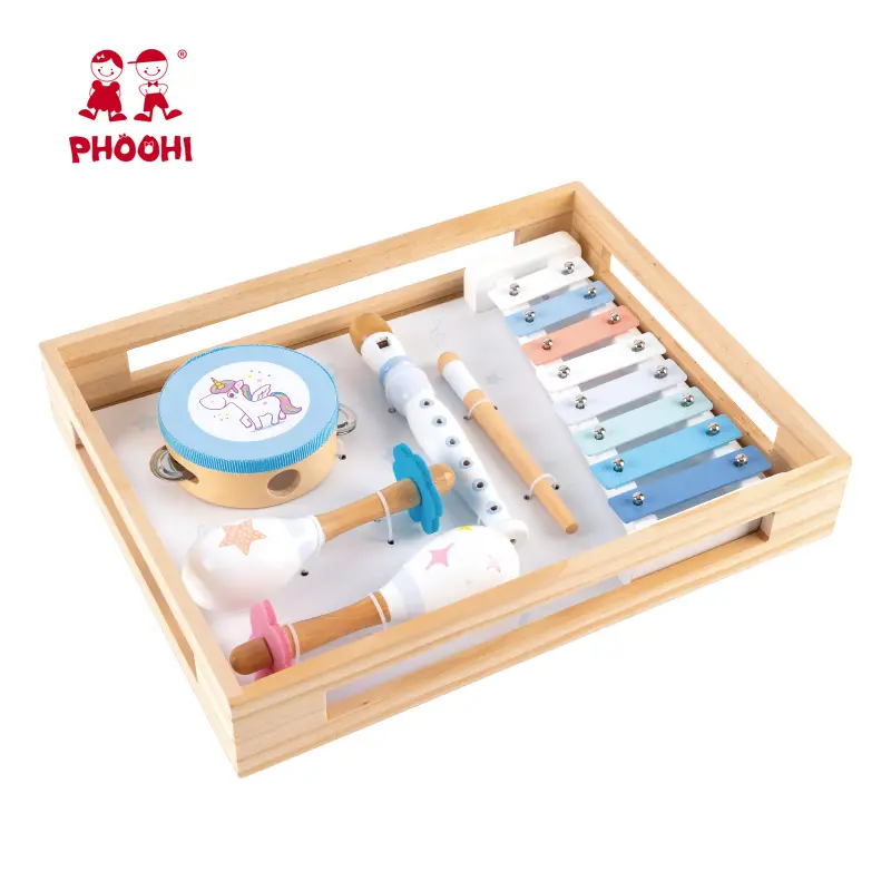New Arrival Educational Play Makaron kids Wooden Musical Instrument Set Toy For Kids