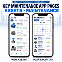 Développement d'une application de gestion d'entretien d'équipements personnalisée pour iOS et Android avec enregistrements d'actifs et maintenance préventive LionCreate