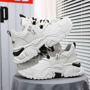Zapatos Antideslizantes de Invierno y Primavera con Suela Gruesa y Forro de Malla Impermeable, Cierre con Cordones, Color Sólido, Aumentan la Estatura - Product Image 5