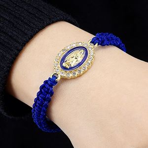 Pulsera Tejida con Colgante de Aleación de la Virgen María Católica y Cordón Ajustable - Product Image 4