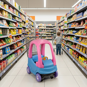 Carrito de Compras para Niños, Carrito de Plástico Plegable con Diseño de Dibujos Animados - Product Image 2