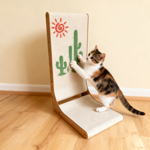 Arranhador de Gato de Papelão Corrugado em Forma de L de Luxo com Logo Personalizado, Ecológico, Durável, <span class=keywords><strong>Design</strong></span> Moderno e Minimalista - Product Image 1