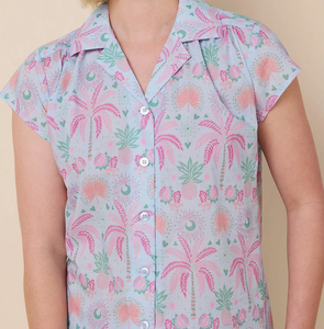 Ensemble de pyjama deux pièces personnalisé en voile 100 % coton, vêtements de maison confortables pour seniors avec fermeture élastique, vêtements de nuit <span class=keywords><strong>d</strong></span>'été pour femmes - Product Image 2