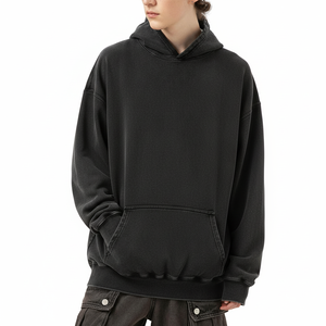 Sweat à capuche pour homme 100 % coton molletonné à épaules tombantes, coupe classique, nouveau modèle, avec logo personnalisé, impression numérique unie, séchage rapide, idéal pour l'hiver - Product Image 2