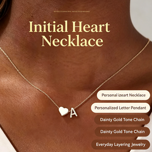 Collier Initiales en Plaqué Or 18 Carats avec Pendentif Cœur Délicat pour Femmes et Adolescentes, Lettre A-Z, Colliers Tendance - Product Image 1