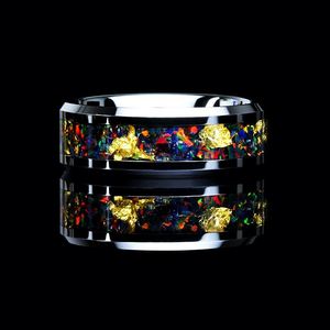 Black 8MM Non Fade Carbide with Men's <b>Ring</b> Men's Wedding Band for Daily Engagement Fordite Inlay Non Fade Wedding Band - Product Image 2