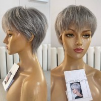 Perruques en cheveux humains SHY Medical, entièrement nouées à la main, avec une ligne de cheveux naturelle, un cuir chevelu réaliste, coupe pixie pour femmes, vente en gros