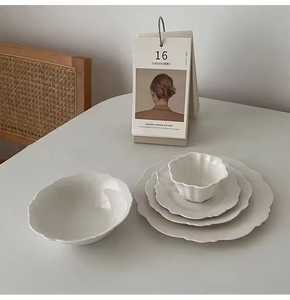 Juego de Vajilla de Porcelana Blanca con Encaje Francés, Tazón de Sopa Creativo, Plato de Hotel Personalizado, Vajilla de Cerámica Sostenible - Product Image 6