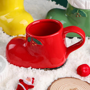 Divertido Criativo 3D Natal Bota Em Forma De Grés Porcelana Cup Crianças Presentes <span class=keywords><strong>Cute</strong></span> Cartoon Natal Caneca De Cerâmica em Caixa - Product Image 2