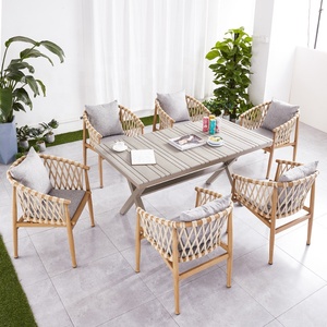 <span class=keywords><strong>Jardin</strong></span> Patio Loisirs Table à manger et chaises Extérieur Gris plastique table en <span class=keywords><strong>bois</strong></span> Café <span class=keywords><strong>salon</strong></span> salle à manger ensemble <span class=keywords><strong>de</strong></span> meubles - Product Image 1