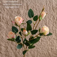 Taishiqinyin 5 petites roses murales artificielles faites à la main, écologiques, pour la décoration intérieure, bouquet au toucher hydratant