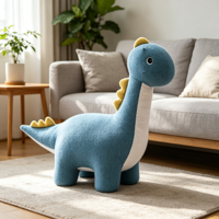VOXHOME Repose-pieds en bois en forme d'animal, tabouret d'appoint en tissu tricoté pour enfants, meuble de salon et chambre d'enfant