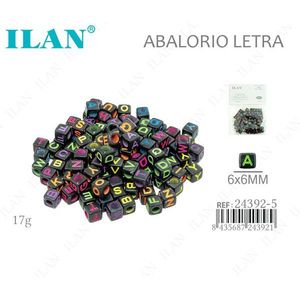 ILAN Perline con Lettere Nere 6x6mm 17g - Product Image 1