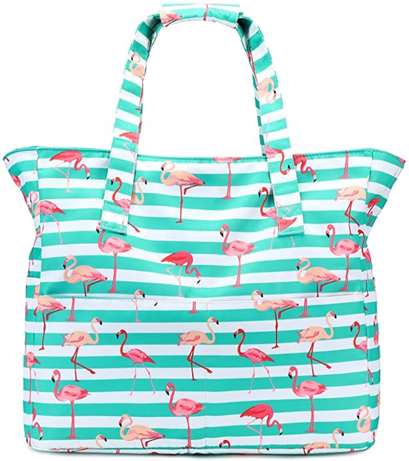 Большая Нейлоновая пляжная сумка с логотипом на заказ-пляжная сумка-тоут с ручкой