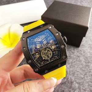 <b>Black</b> ceramic barrel <b>watch</b>, double tourbillon <b>watch</b>, fashion sports racing quartz <b>watch</b>, curved mirror men's <b>watch</b> - Product Image 1