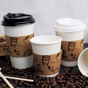 Customizable Disposable <b>Coffee</b> Paper <b>Cup</b> Sleeve Hot Heat-Resistant for Wine and Carbonated Drinks with Custom Logo - Product Image 3