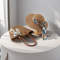 Ensemble chapeau de paille et sac tendance, vente flash, accessoires d'été pour femmes, chapeau de soleil vintage avec sac fourre-tout assorti pour les vacances