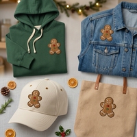 Patch brodé de Noël en forme d'homme en pain d'épices, thermocollant ou à coudre, décoration de fêtes, logo personnalisé