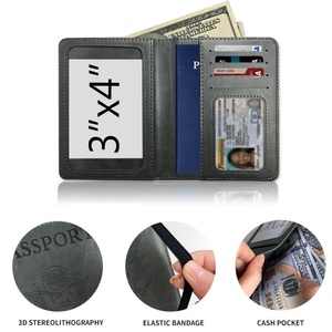 Custom PU Leather <b>RFID</b> <b>Blocking</b> Travel Passport Cover Embossed Logo Printing Card <b>Wallet</b> Passport Jolder - Product Image 3