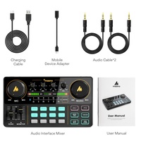 MAONOCASTER — Microphone à condensateur, fonction de charge, équipement de Podcast, mélangeur Audio en lot, cartes sonore
