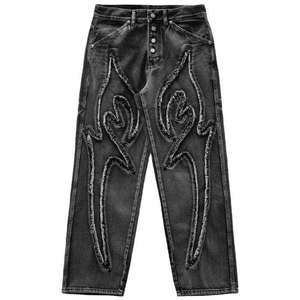 Pantalones Cargo de Mezclilla para <span class=keywords><strong>Hombre</strong></span>, Diseño Nuevo, Estilo Urbano, Cintura Media, Cierre de Botones, <span class=keywords><strong>Pierna</strong></span> Recta, Estilo <span class=keywords><strong>Tribal</strong></span>, 4 Bolsillos, Deshilachados y Lavados - Product Image 3