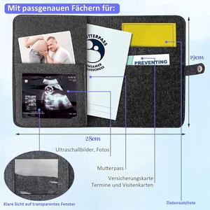 Funda de pasaporte de maternidad de fieltro de alta calidad para mujer embarazada alemana, almacenamiento de imagen de ultrasonido, tarjeta de salud y registro de maternidad - Product Image 3