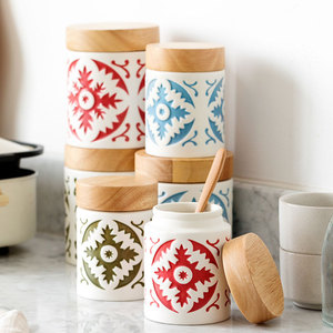 Best Price Custom Kitchen Home Ceramic Seal Containers Candy With Lids Storage Jar