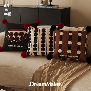 DreamMaker Retro Polka Dot Striped Throw Pillow Dutch Velvet Square <b>Cushion</b> Home Decor Pillowcase With <b>Insert</b> - Product Image 1