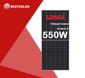 Longi 고효율 단결정 태양 전지 패널 182mm 하프 셀 540w 550w 555w 유리 전면 커버 높은 프로모션