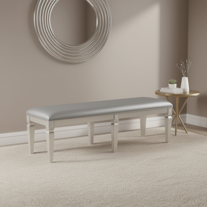 ม้านั่งยาวสไตล์โมเดิร์นสีเงินเทา หุ้มเบาะหนัง PU สำหรับห้องนั่งเล่น ห้องนอน ใช้เป็นสตูลหรือออตโตมันได้ - Product Image 2