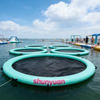Hamac flottant gonflable en PVC personnalisé de 8 pieds avec technologie Drop Stitch, pont flottant avec anneau rond pour plusieurs personnes