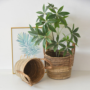 Panier à fleurs en osier, panier de rangement pour plantes vertes et fleurs, décoration de balcon intérieur et extérieur - Product Image 2
