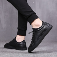 Baskets de marche décontractées respirantes en cuir véritable de qualité supérieure pour hommes chaussures de printemps noires avec doublure de chaussette