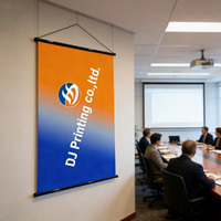 Bannière imprimée haute définition, couleurs vives, logo de l'entreprise, affichage mural grand format, toile personnalisée avec barre en aluminium