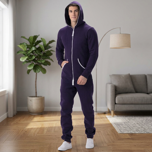 Pijama Enterizo Transpirable Personalizado de Talla Grande para Adultos / Monos de Forro Polar de Algodón para Hombre - Product Image 2